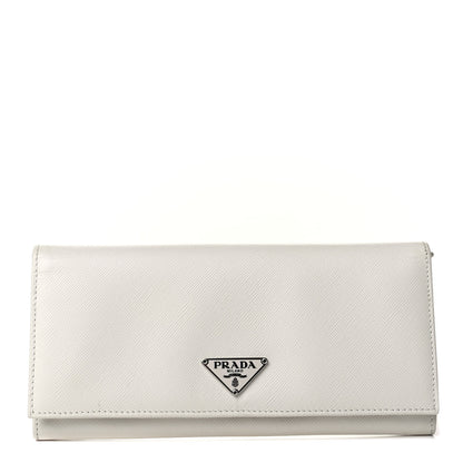 Prada Saffiano Triangle Continental Flap Wallet White 1 of 7