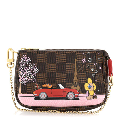 Louis Vuitton Damier Ebene 2019 Christmas Animation Mini Pochette Accessories Red 1 of 9