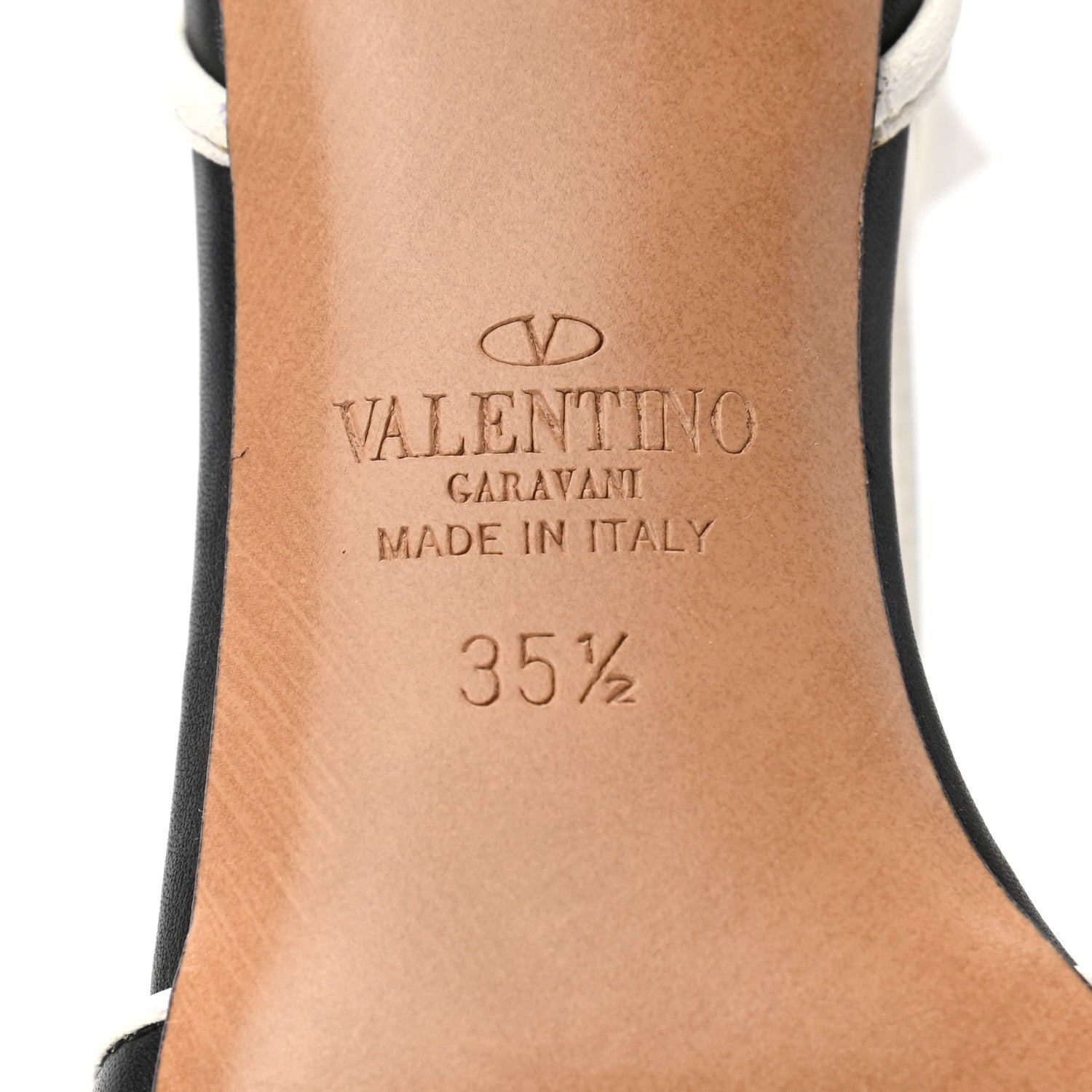 Valentino Garavani Calfskin Free Rockstud Ankle T-Strap Low Heel Sandals 35.5 Black Optic White 6 of 8
