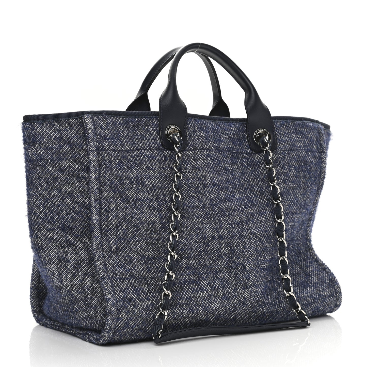 Mixed Fibers Calfskin Medium Deauville Tote Blue