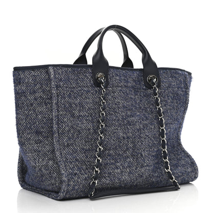 Chanel Mixed Fibers Calfskin Medium Deauville Tote Blue 3 of 10