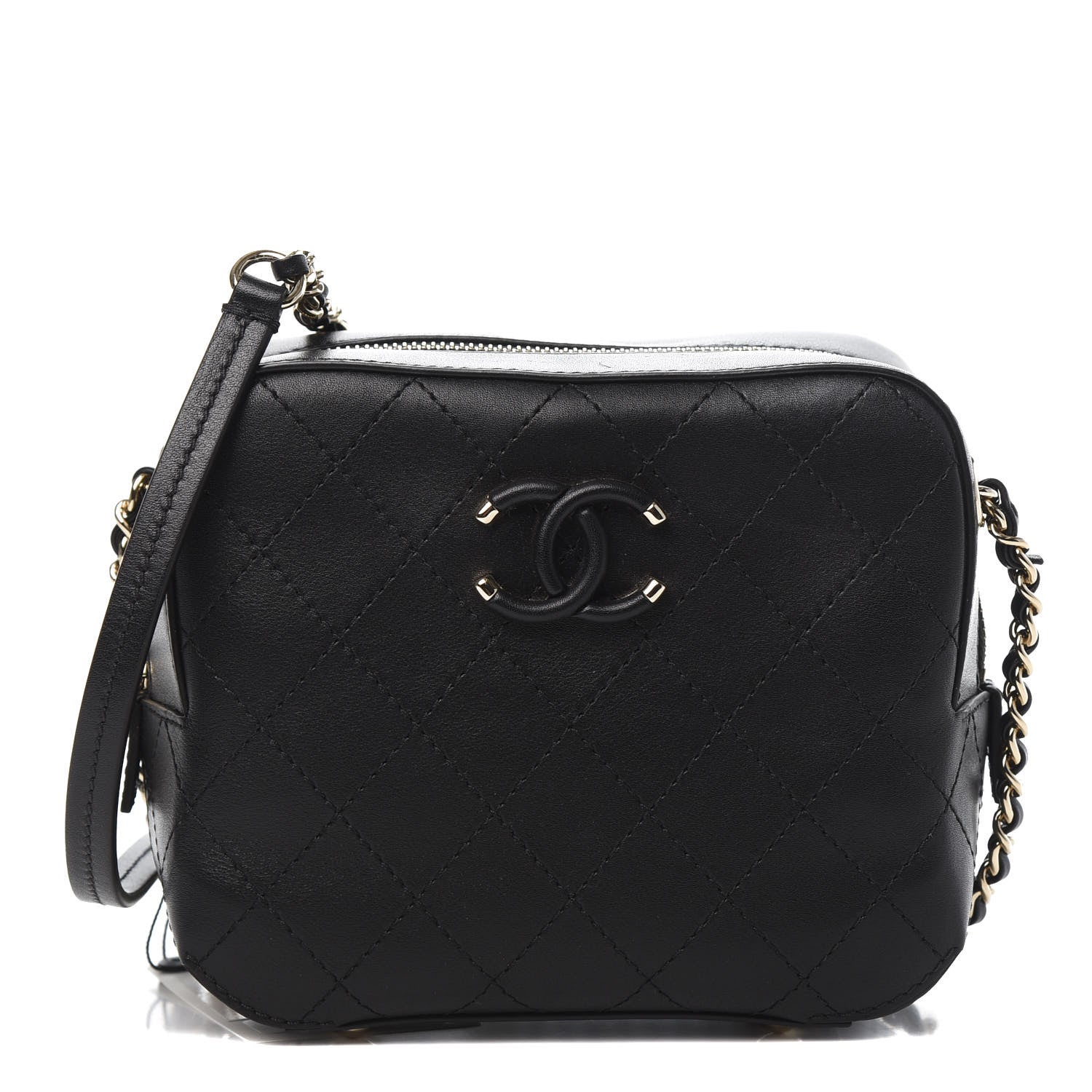 Chanel Calfskin Stitched Enamel CC Camera Case Bag Black 1 of 10