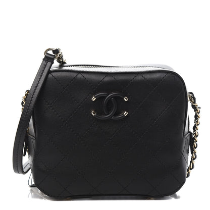 Chanel Calfskin Stitched Enamel CC Camera Case Bag Black 1 of 10