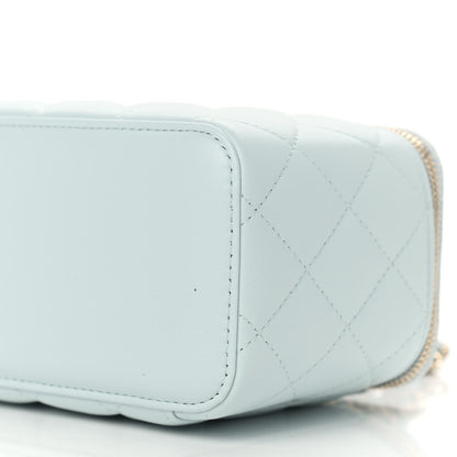Chanel Lambskin Quilted Small Top Handle Vanity Case With Chain Light Blue 9 of 9