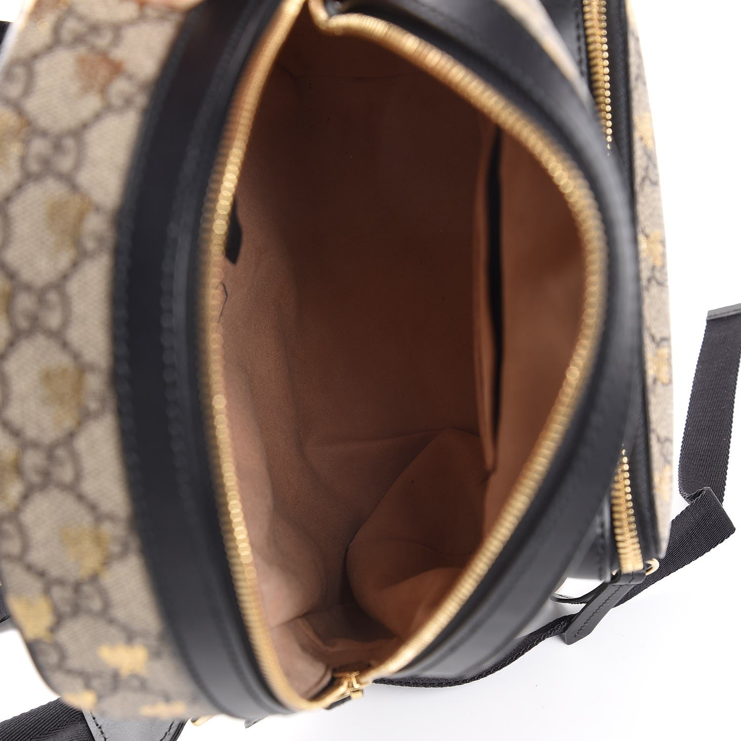 Gucci GG Supreme Monogram Bees Print Small Day Backpack Beige Oro Black 5 of 8