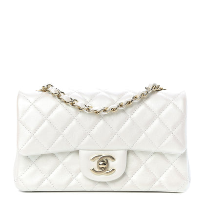Chanel Iridescent Calfskin Quilted Mini Rectangular Flap White 1 of 11