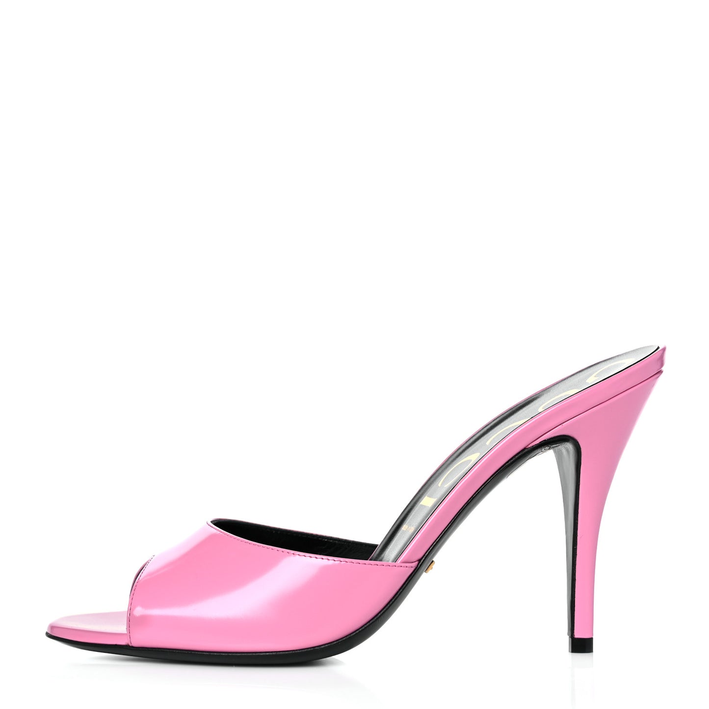 Polished Calfskin Scarlet Mid Heel Slide Sandals 41 Pink Plexi