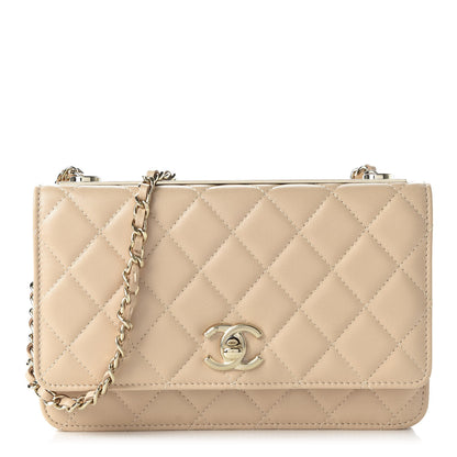 Chanel Lambskin Quilted Trendy CC Wallet On Chain WOC Beige 1 of 11
