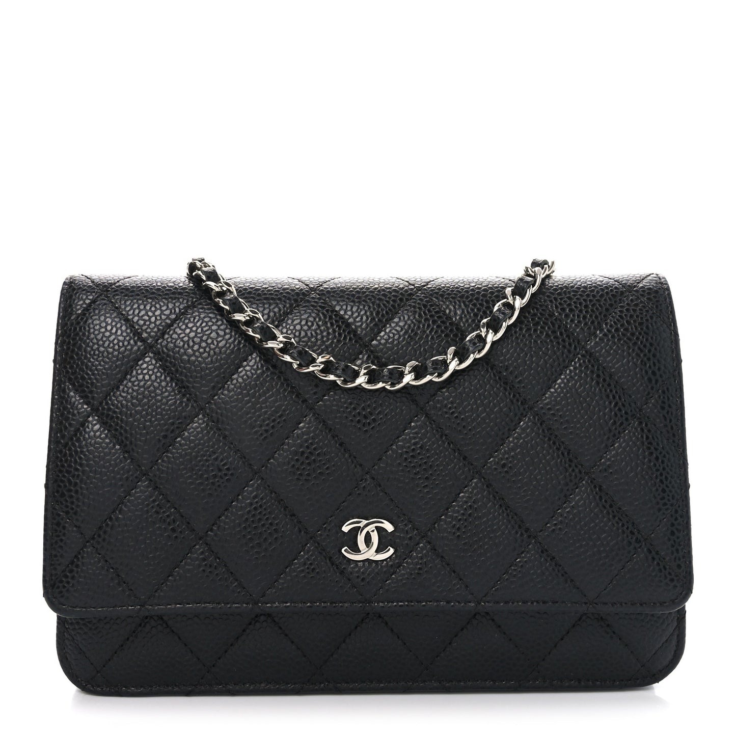 Caviar Quilted Wallet on Chain WOC Black