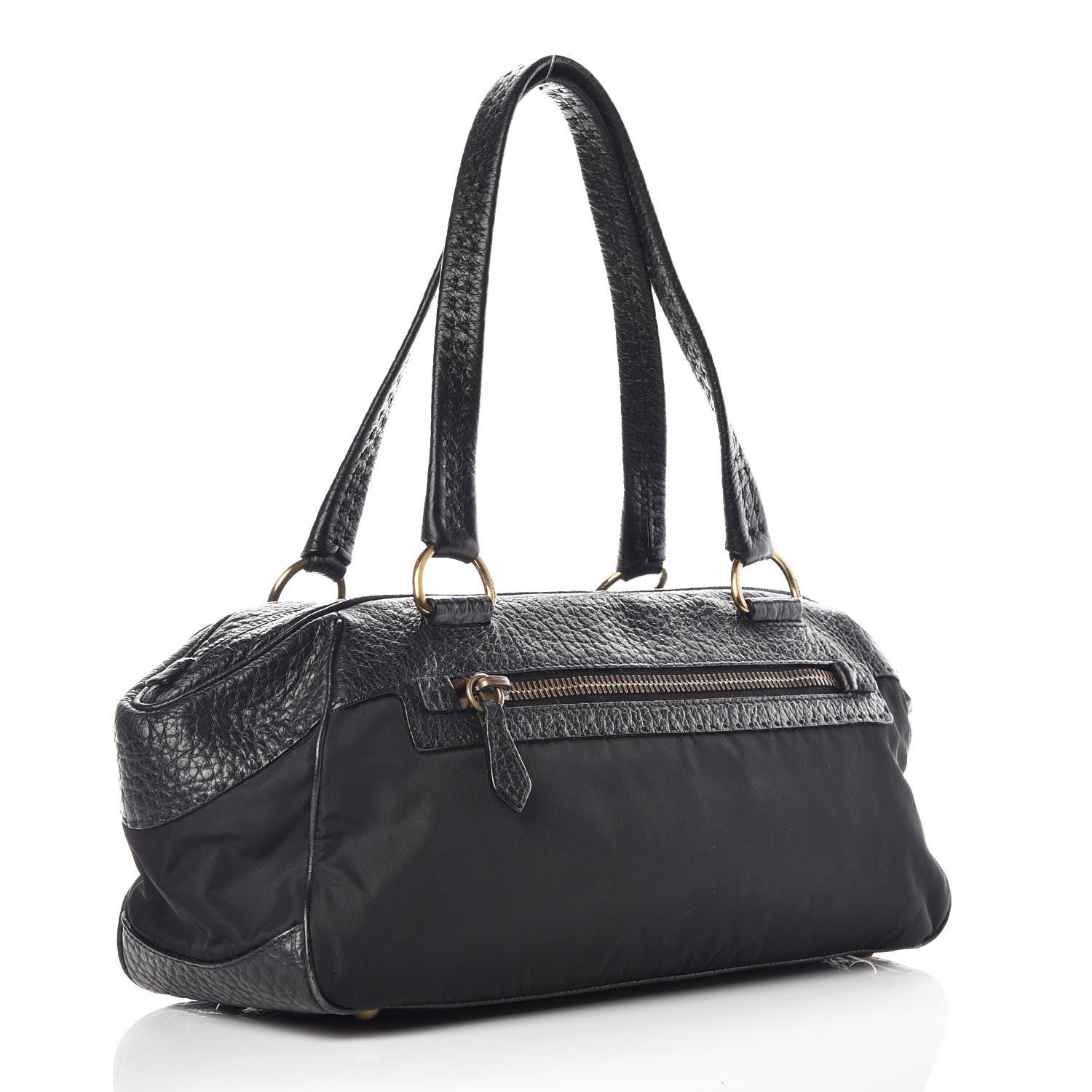 Prada Tessuto Nylon Calfskin Shoulder Bag Black 3 of 9