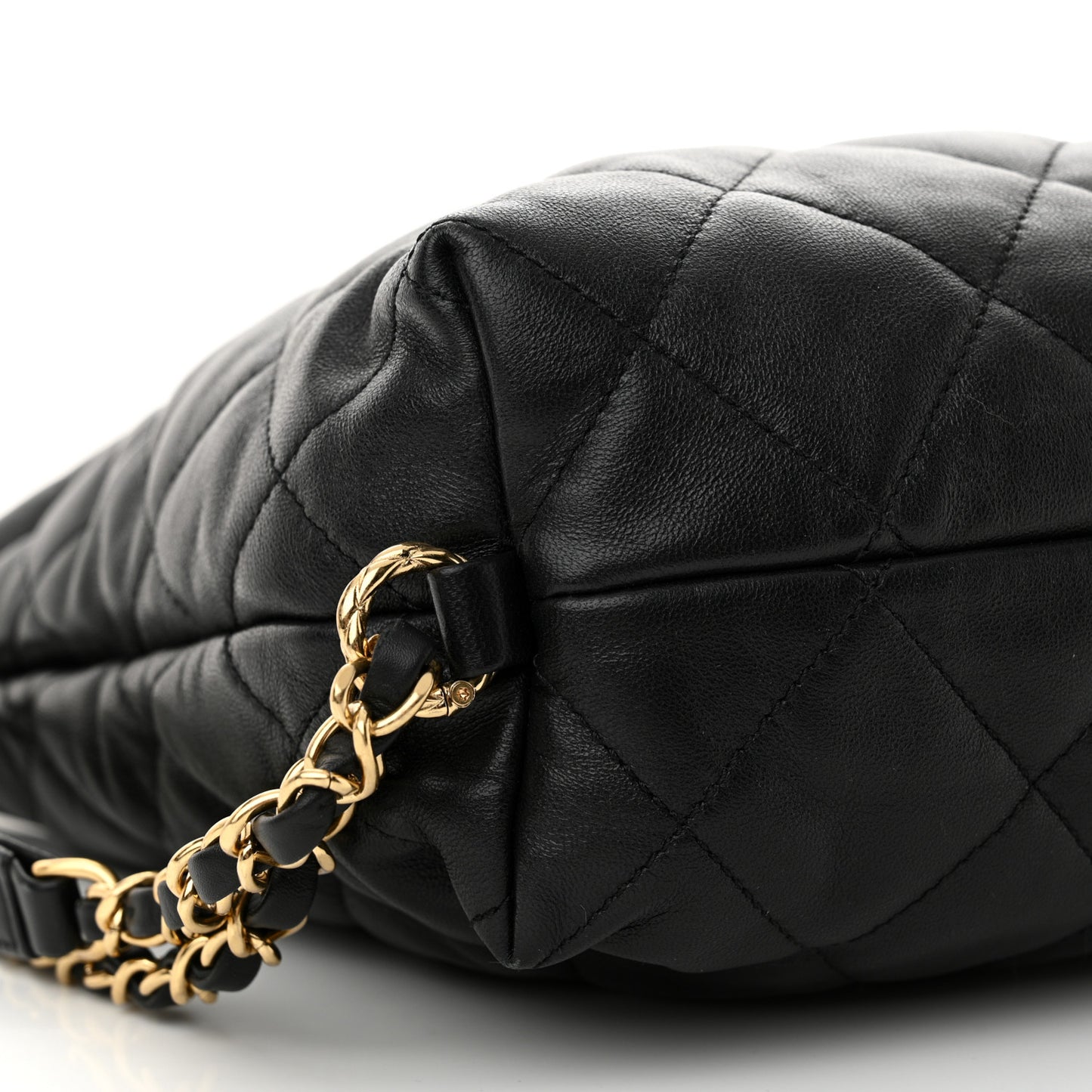Lambskin Quilted Maxi Hobo Black