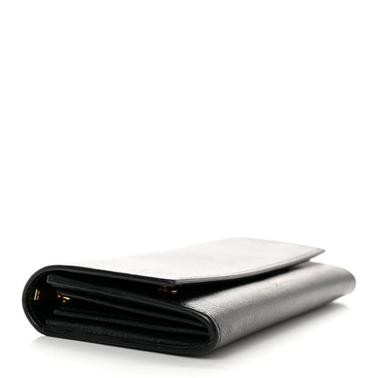 Celine Grained Calfskin Large Flap Wallet Black 4 of 17