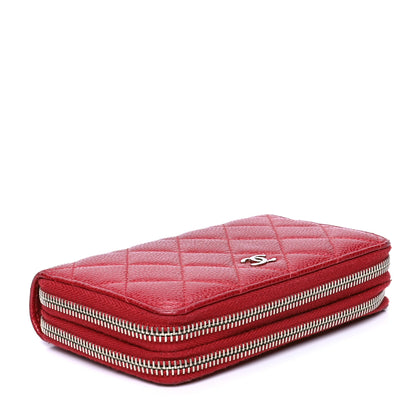 Chanel Caviar Quilted Gusset Double Zip Around Wallet Red 6 of 16