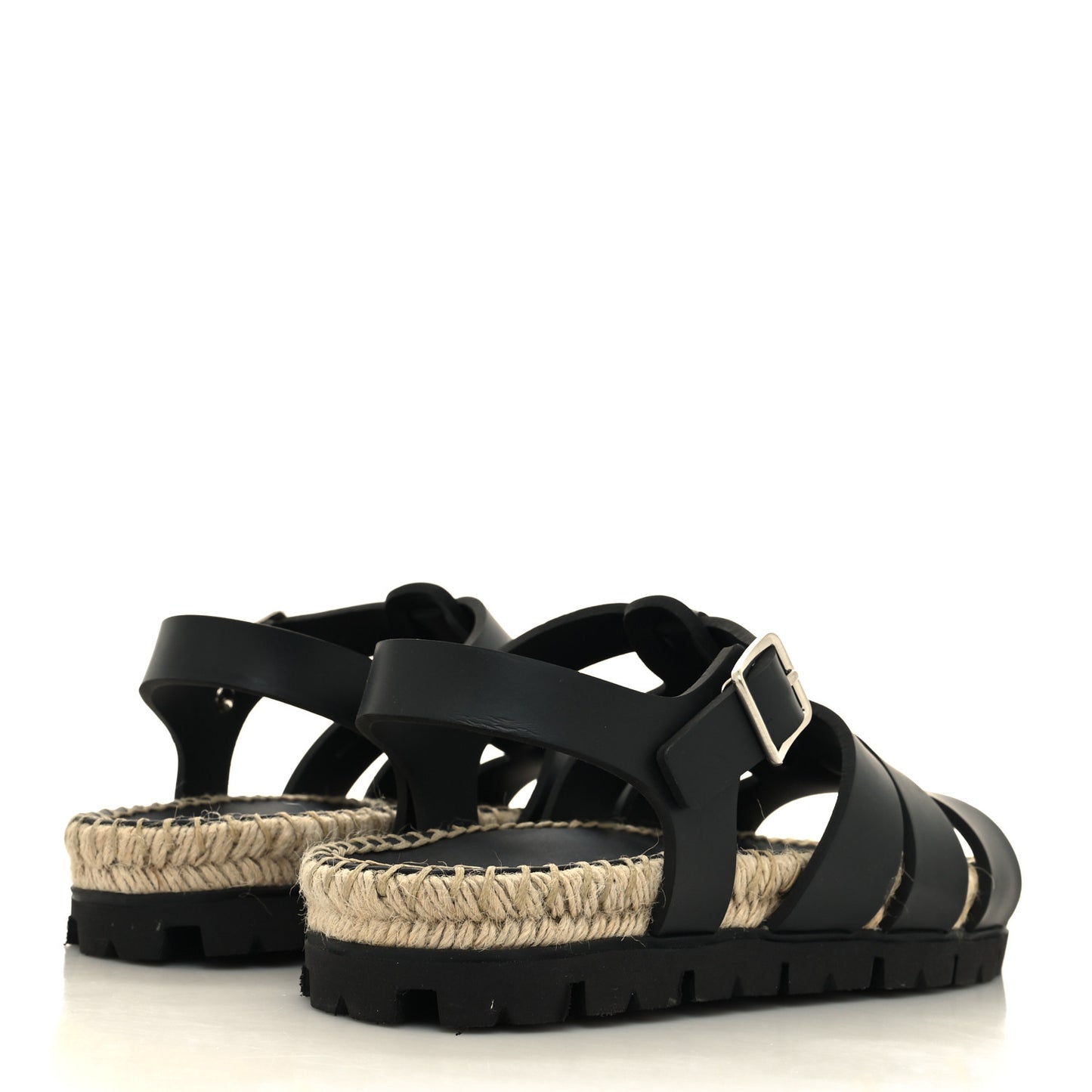 Vitello Soft Rope Metal Triangle Cage Sandals 39 Black