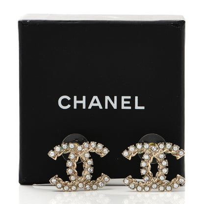 Chanel Strass Crystal Dazzling Wheat CC Earrings Gold 6 of 6