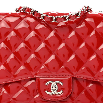 Chanel Patent Quilted Jumbo Single Flap Red 8 of 14