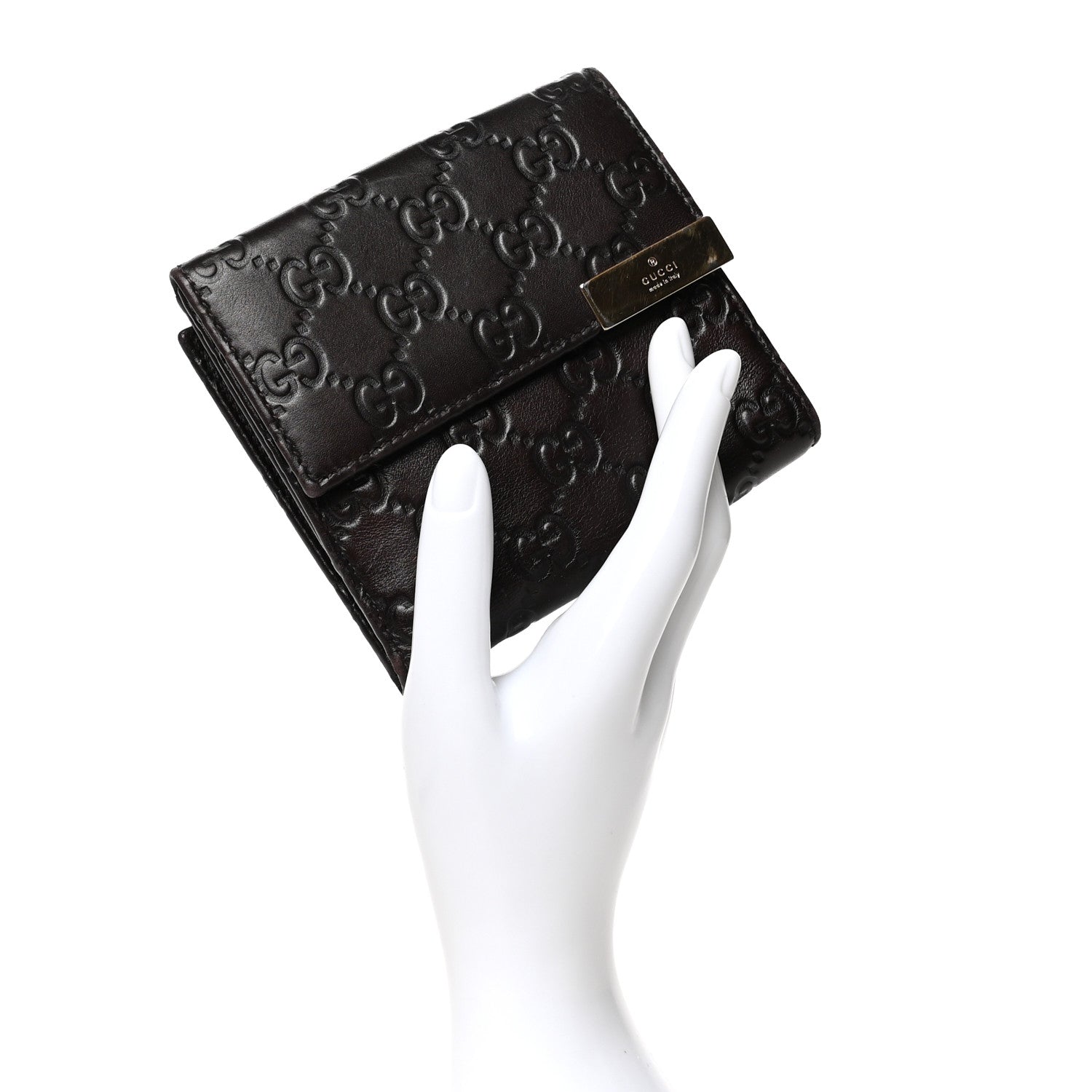 Gucci Guccissima Signature Dice French Flap Wallet Chocolate 2 of 9