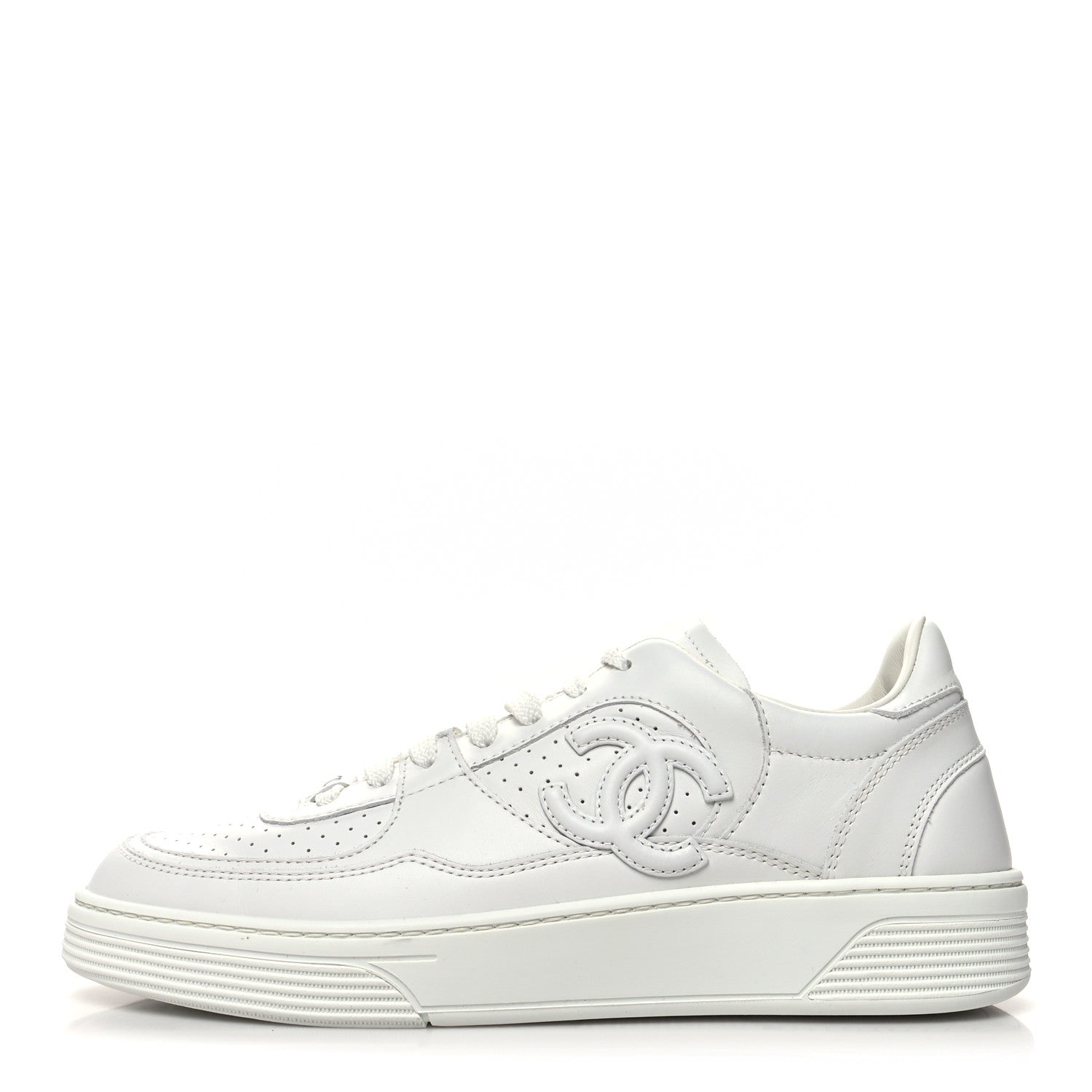 Chanel Calfskin CC Womens Sneakers 39.5 White 1 of 8