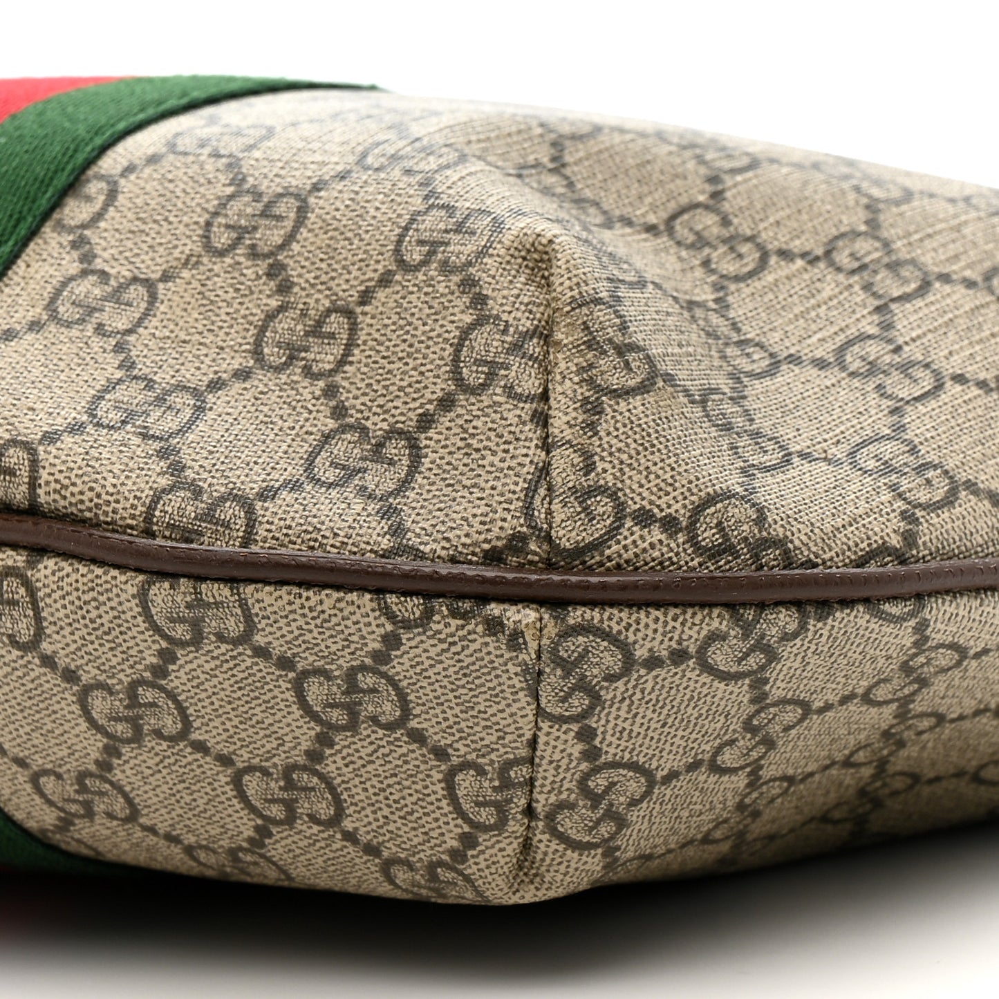 GG Supreme Monogram Web Small Ophidia Half Moon Hobo Brown