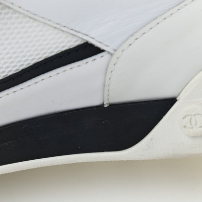Chanel Calfskin Mesh Lycra Womens Logo Sneakers 39.5 White 12 of 16