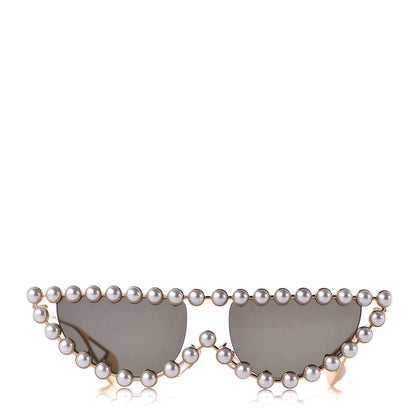 Gucci Metal Pearl Cat Eye Sunglasses GG0364S Gold 3 of 9