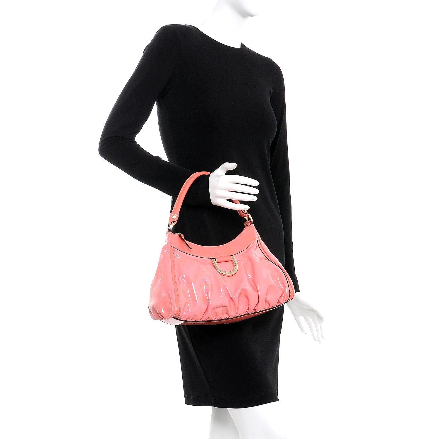 Gucci Patent Medium D Gold Hobo Bag Pink 2 of 7