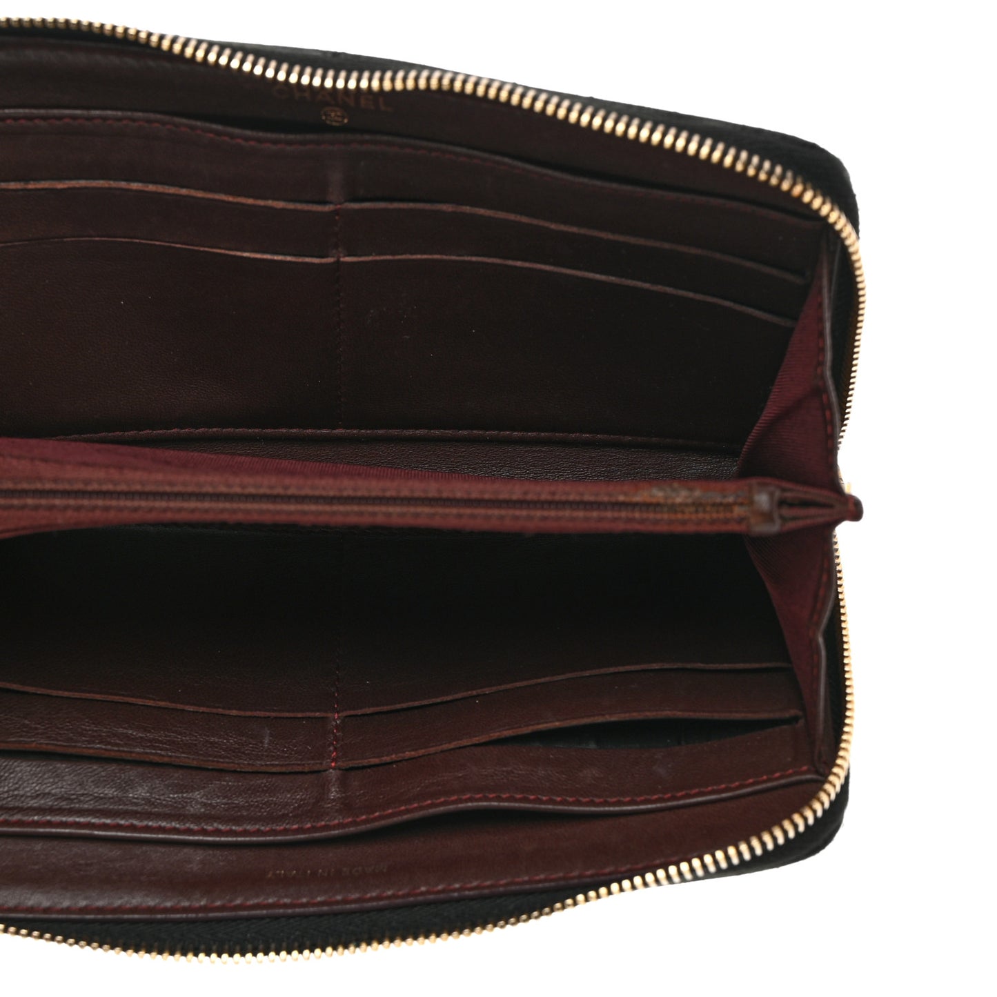 Lambskin Quilted Large Gusset Zip Around Wallet Black