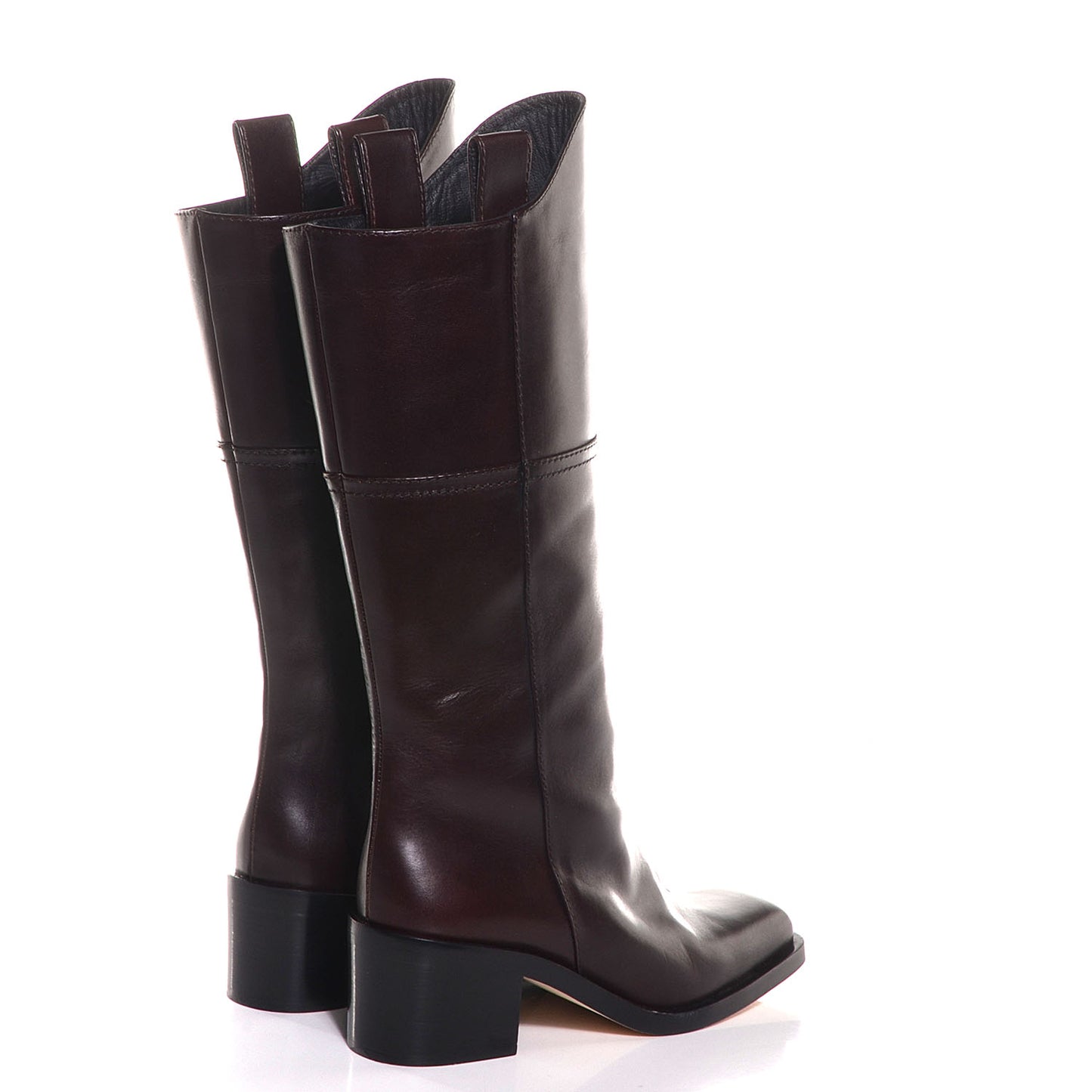 Calfskin CC Knee High Boots 39.5 Dark Brown