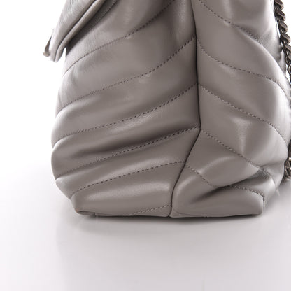 Saint Laurent Calfskin Y Quilted Monogram Medium Loulou Chain Satchel Light Gray 13 of 17