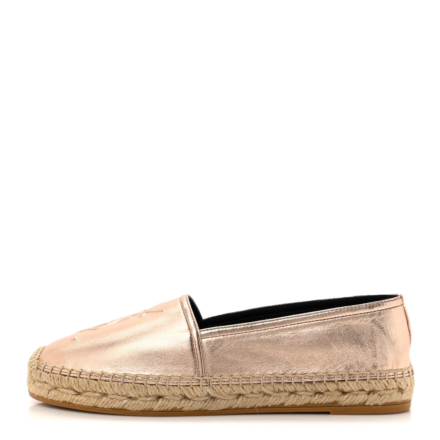 Saint Laurent Metallic Lambskin Monogram Espadrilles 35 Blush 1 of 10