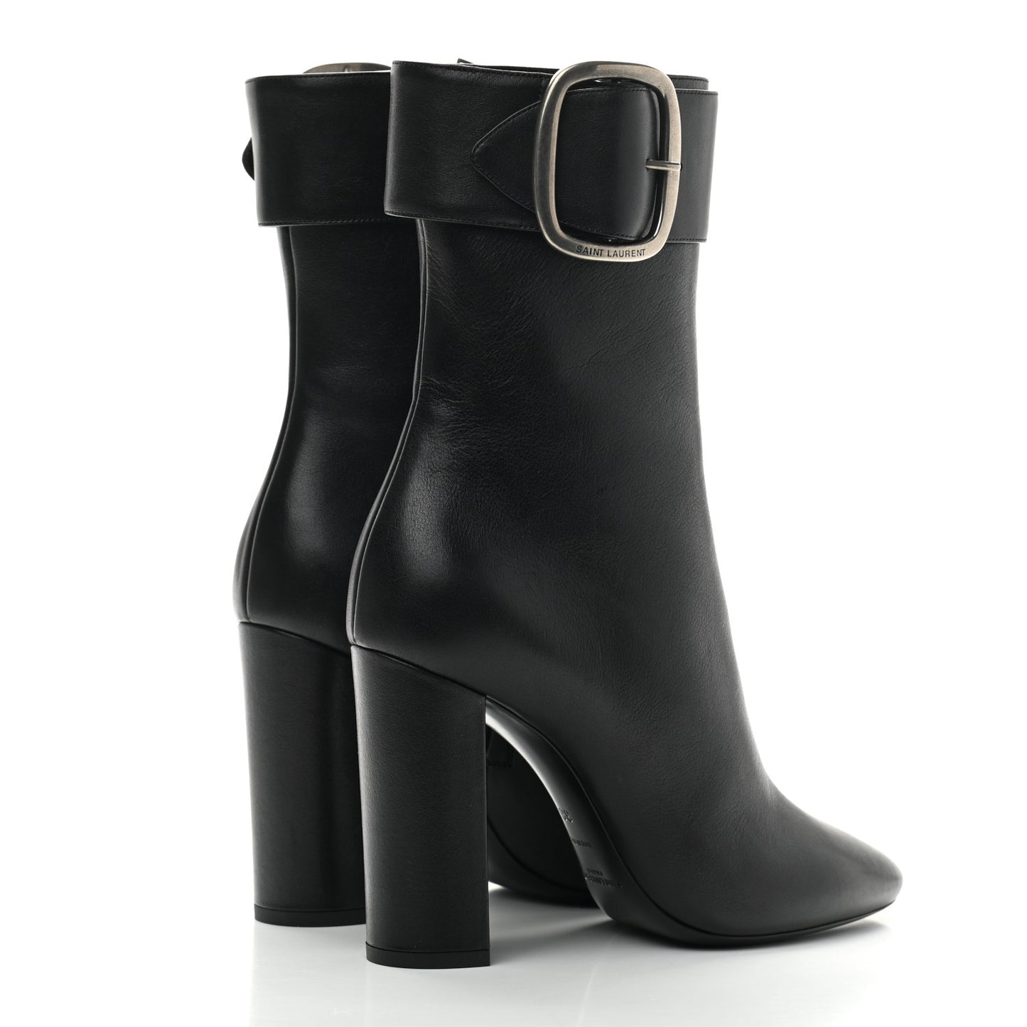 Calfskin Joplin Buckle Booties 38 Black