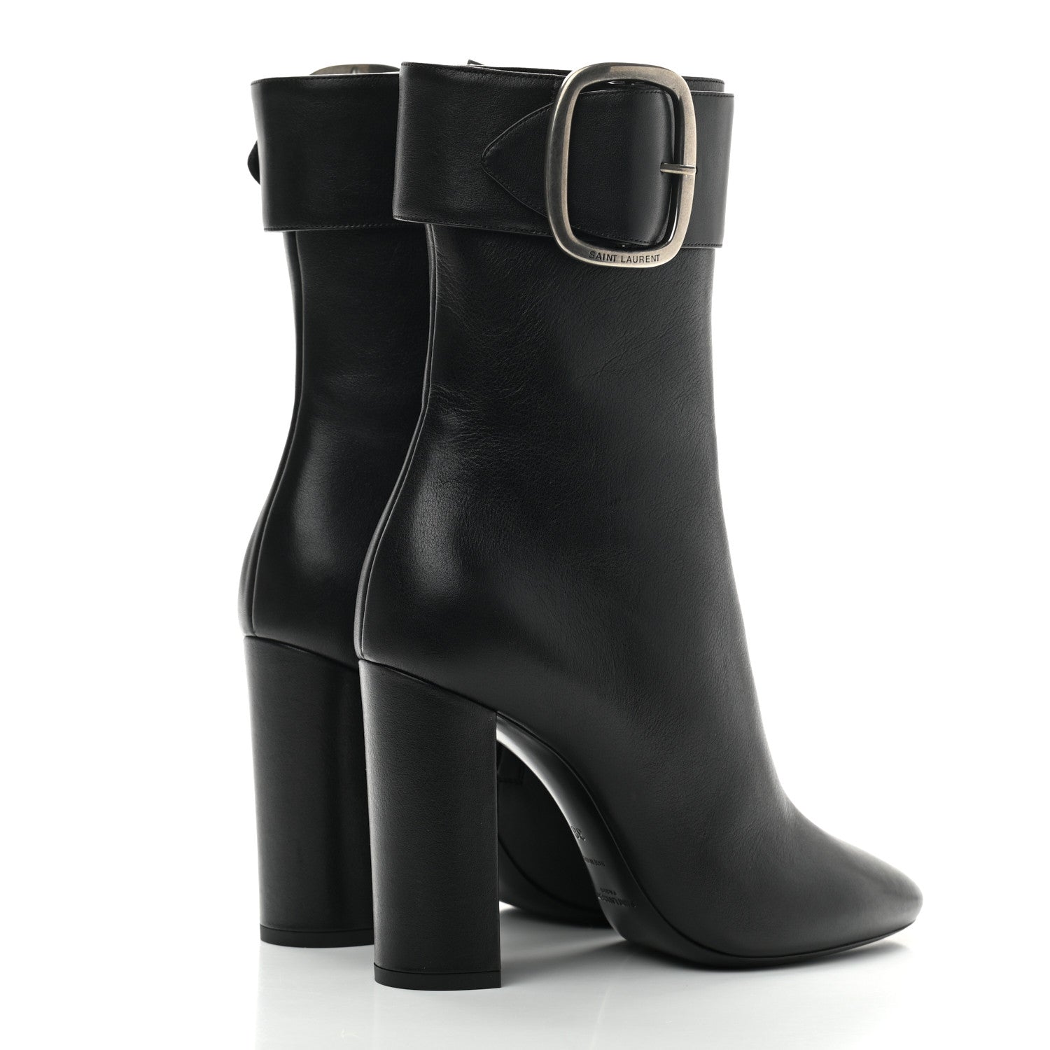Saint Laurent Calfskin Joplin Buckle Booties 38 Black 4 of 6