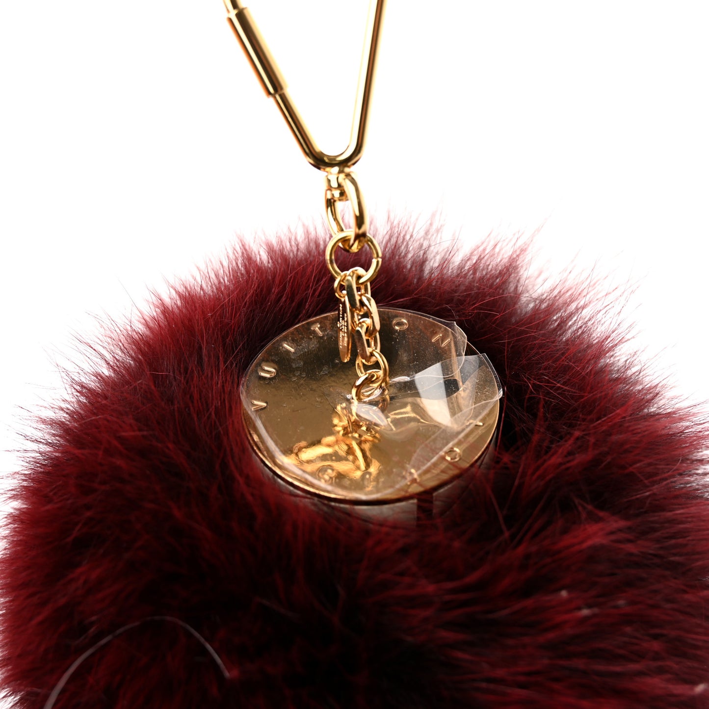 Fox Fur Fuzzy V Bag Charm Amarante