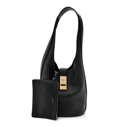 Salvatore Ferragamo Calfskin Medium Archivo Gancio Hobo Black Black 3 of 12