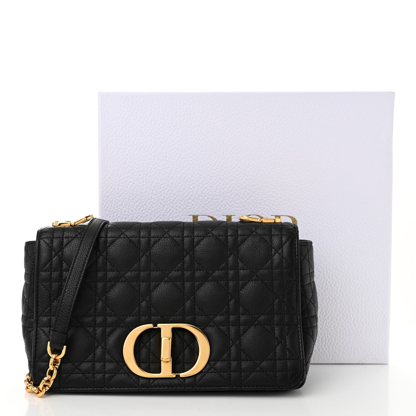 Calfskin Cannage Medium Caro Bag Black
