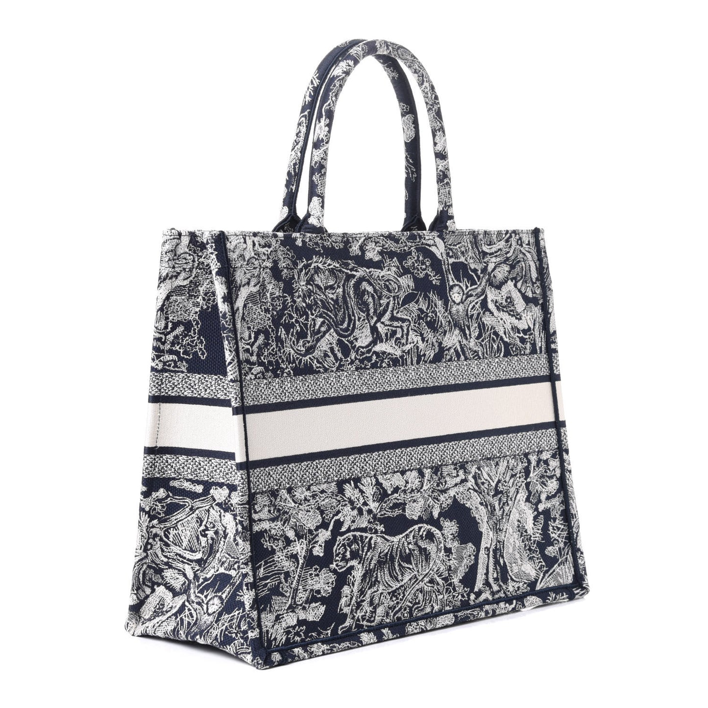 Canvas Embroidered Large Dioriviera Toile De Jouy Reverse Book Tote Blue