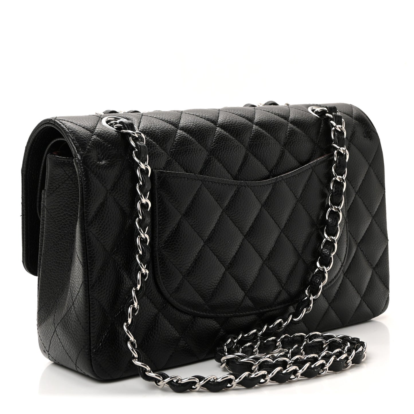 Caviar Quilted Medium Double Flap Black