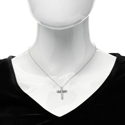Tiffany Platinum Diamond Large Cross Pendant Necklace 2 of 5