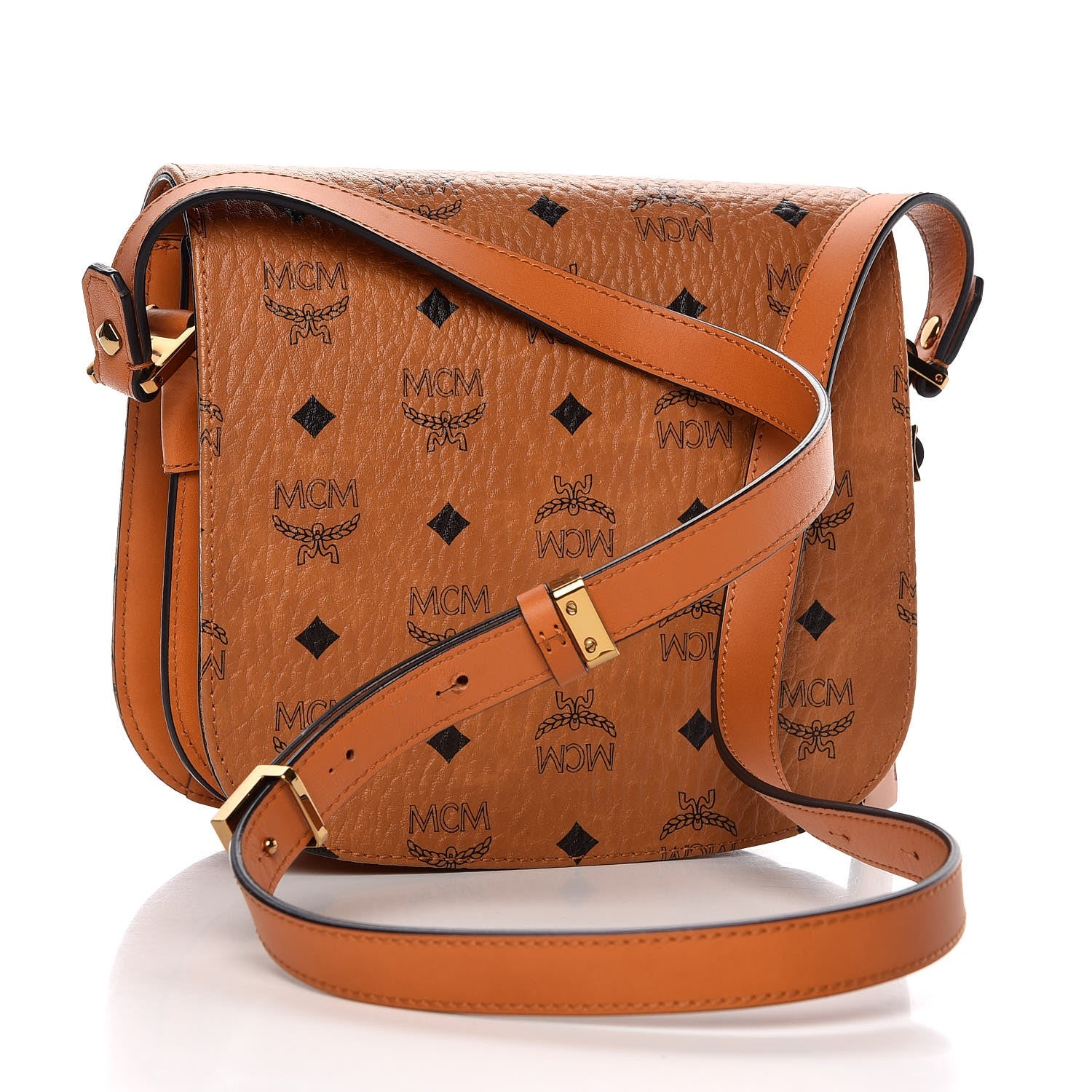 MCM Visetos Mini Patricia Shoulder Bag Cognac 2 of 12