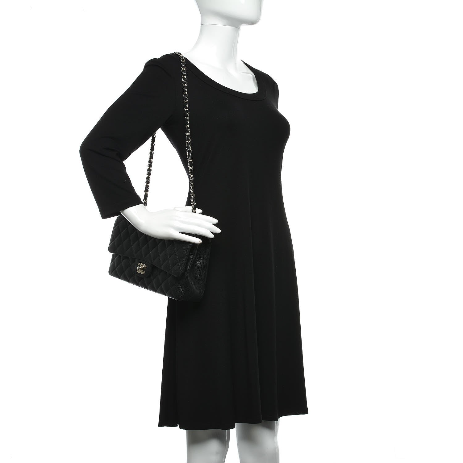 Chanel Caviar Quilted Medium Double Flap Black 2 of 8