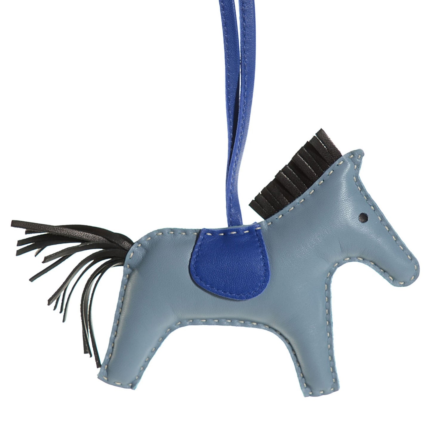 Milo Lambskin Grigri Rodeo Horse Bag Charm MM Bleu Lin Bleu Electrique Noir