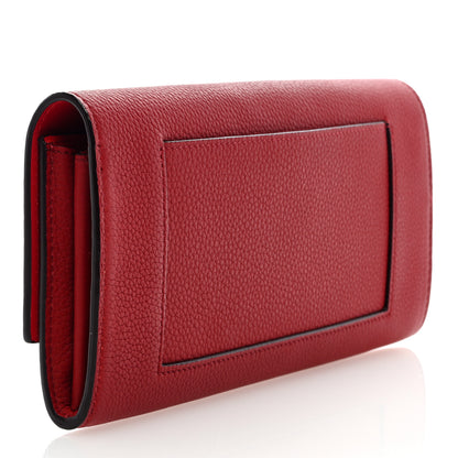 Celine Drummed Calfskin Large Multifunction Flap Wallet Coquelicot 3 of 6