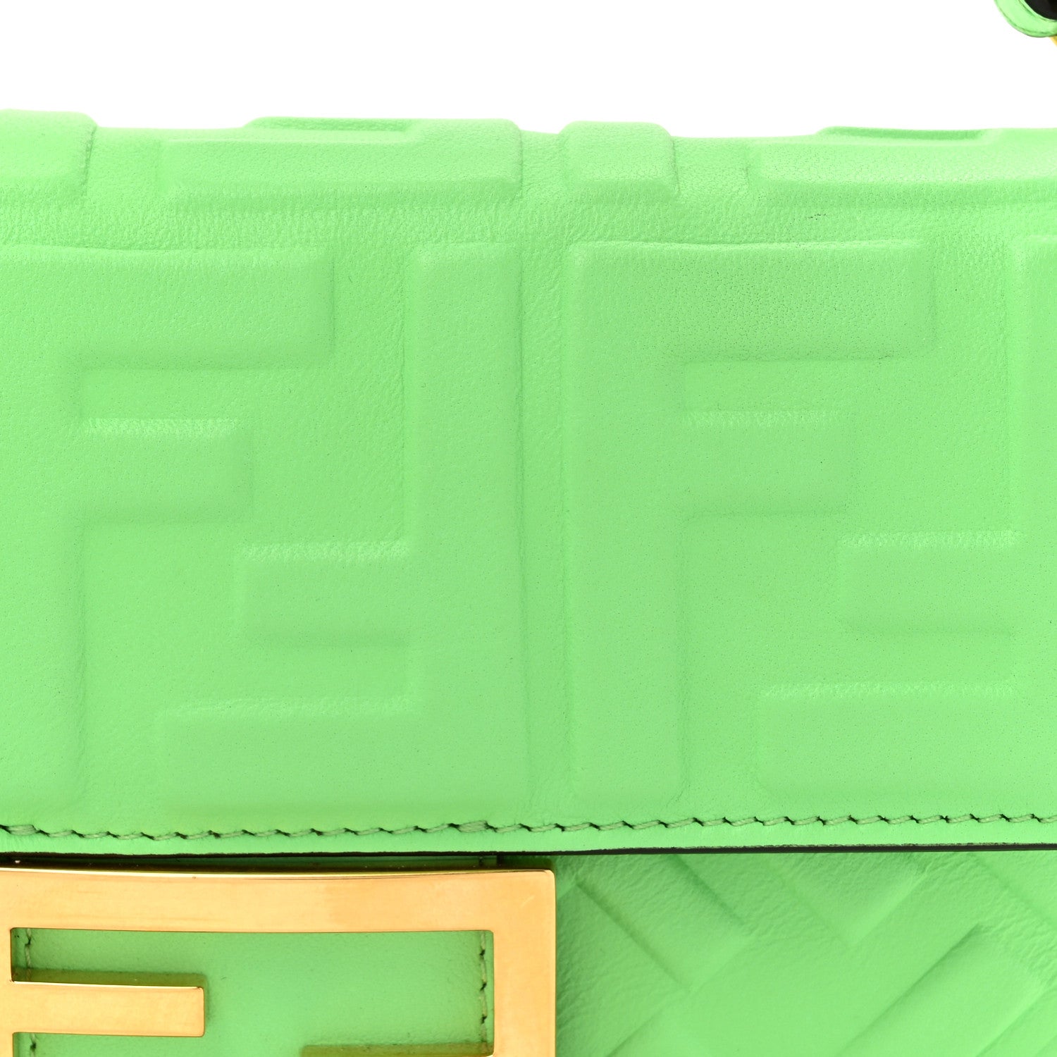 Fendi Nappa FF 1974 Embossed Mini Baguette Edamame 8 of 11