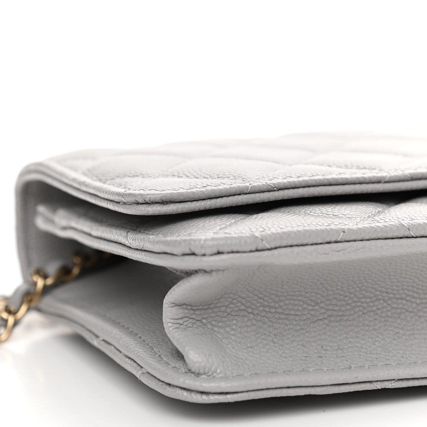 Caviar Quilted Wallet On Chain WOC Grey