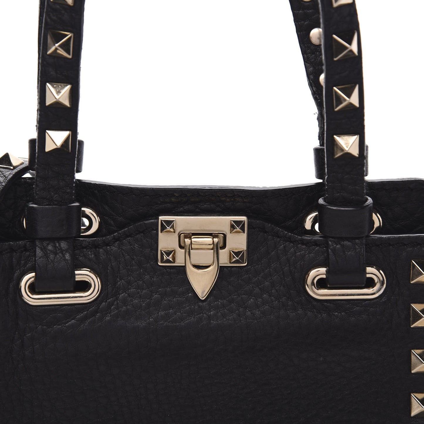 Pebbled Calfskin Micro Rockstud Tote Black