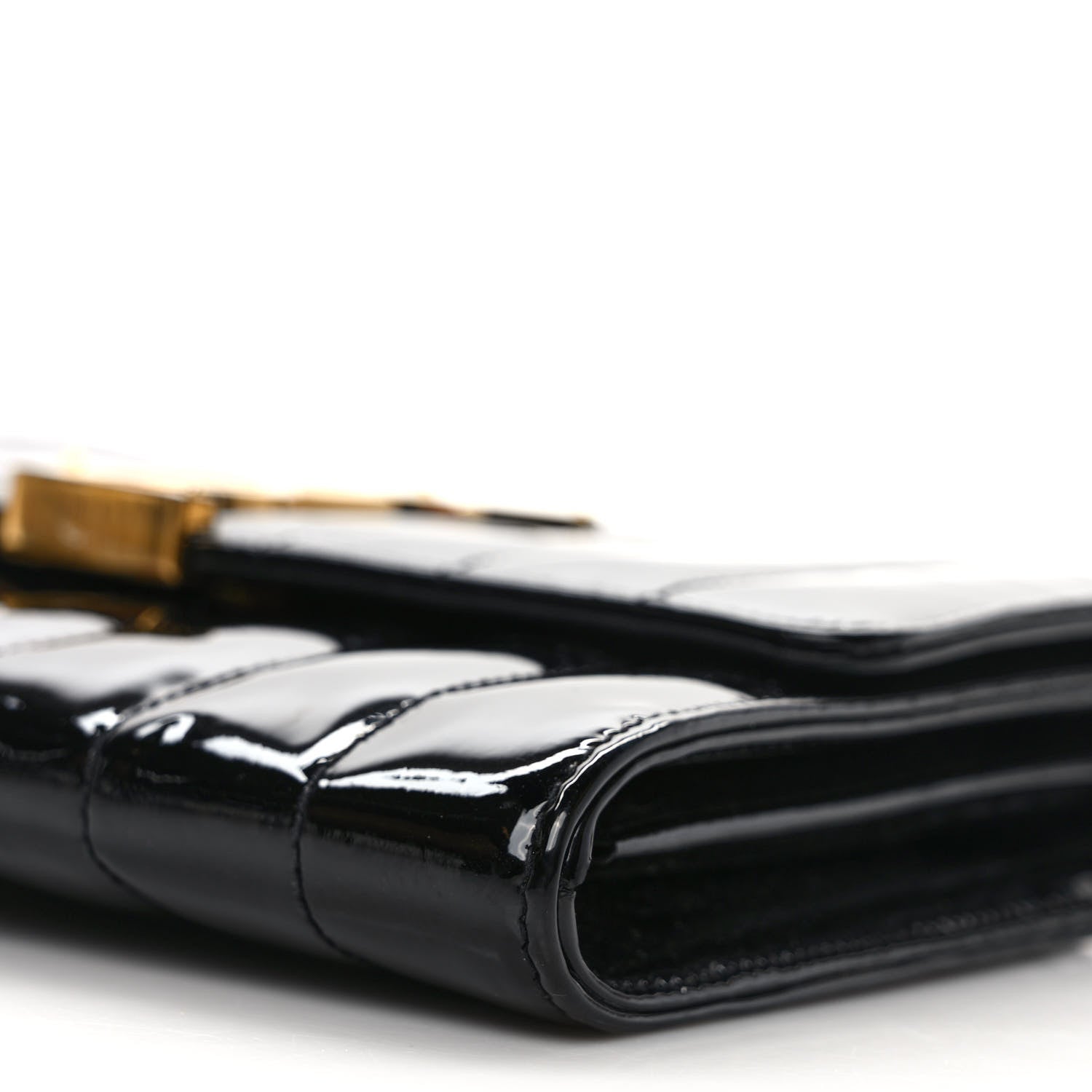 Saint Laurent Patent Calfskin Matelasse Monogram Vicky Chain Wallet Black 8 of 11