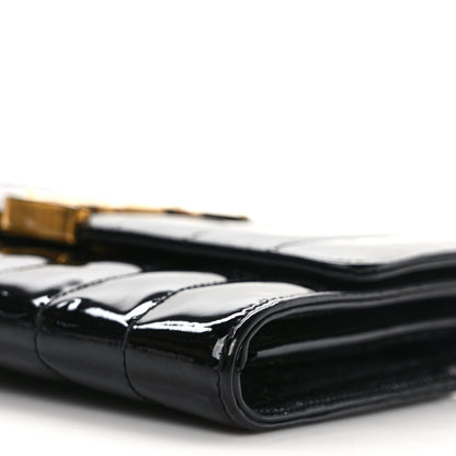 Saint Laurent Patent Calfskin Matelasse Monogram Vicky Chain Wallet Black 8 of 11