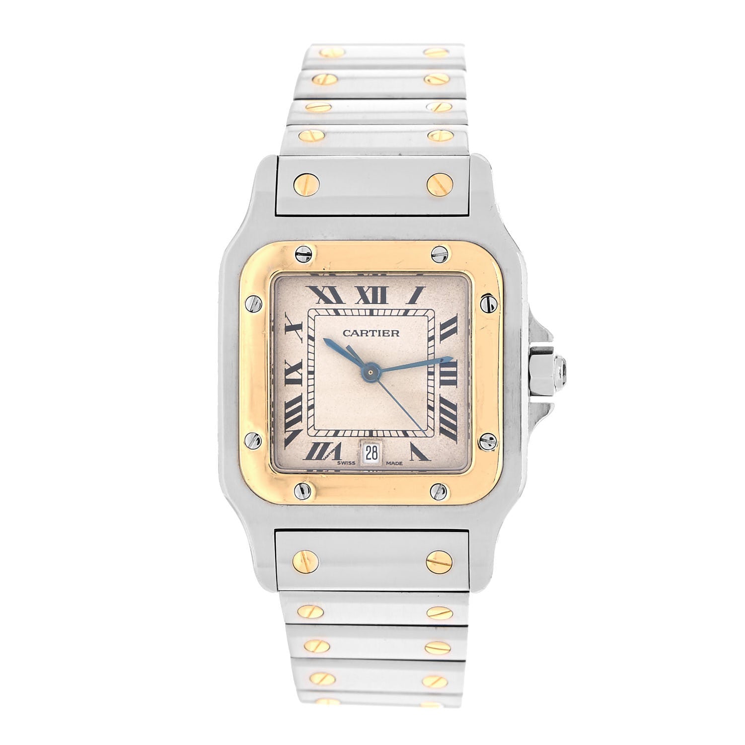 Cartier Stainless Steel 18K Yellow Gold 29mm Santos De Cartier Galbee Quartz Watch 1 of 4