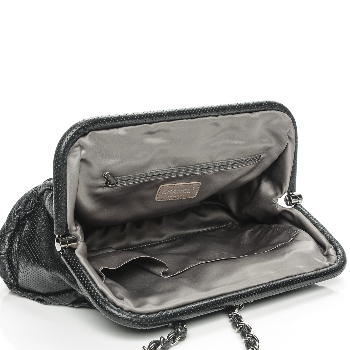 Calfskin Perforated Drill Frame Bag Black