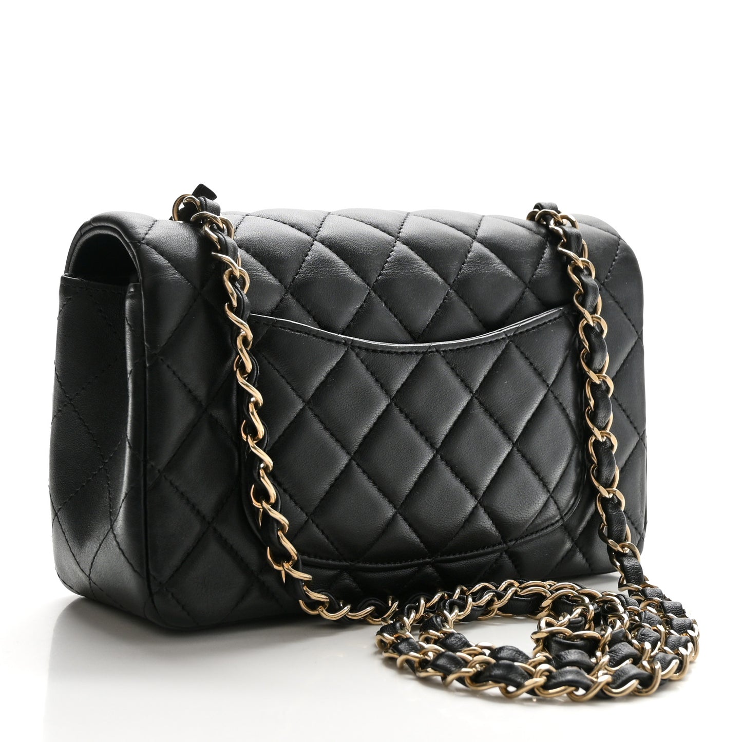 Lambskin Quilted Mini Rectangular Flap Black